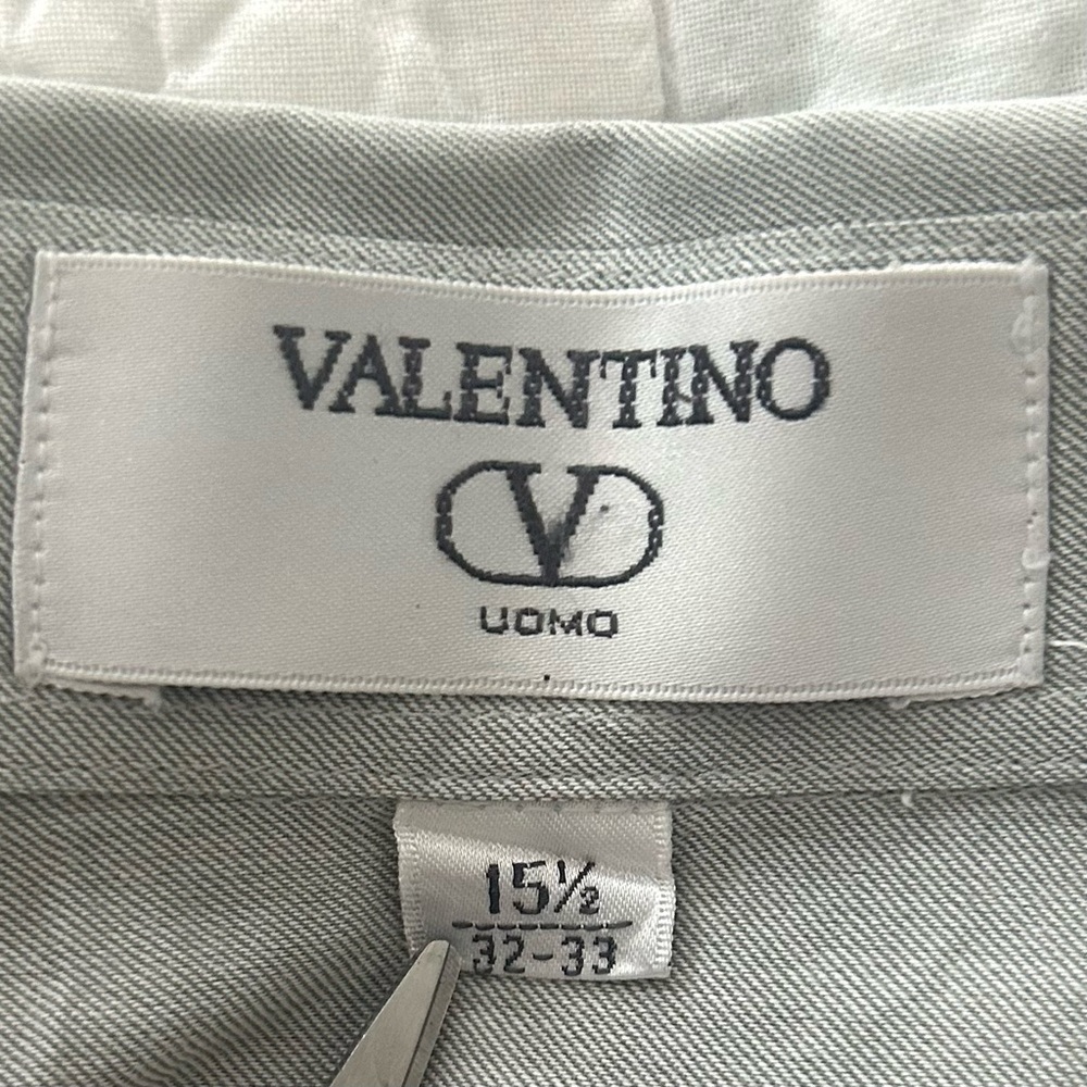 Valentino Uomo Button Down Dress Shirt Cotton Long Sleeve Green Small 15.5 32/33 - Picture 2 of 15
